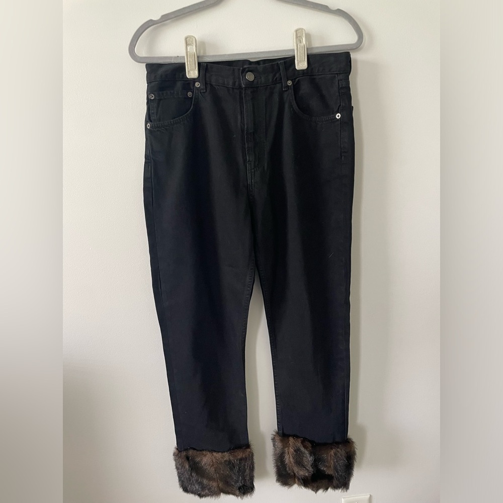 Zara Faux Fur Cuff Jeans